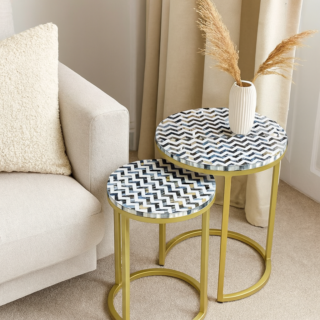 Zane Mother of Pearl Inlay Nesting Tables