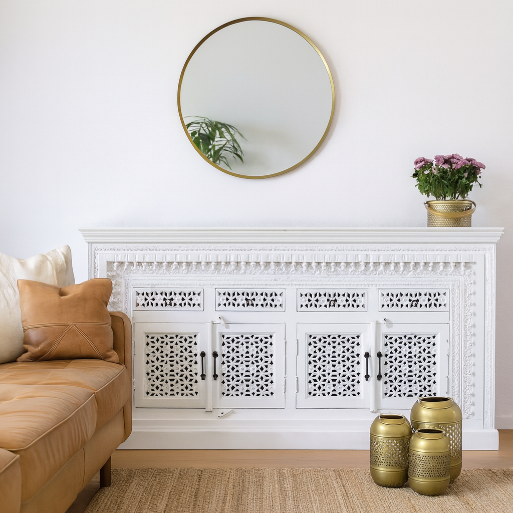 Chen Hand Carved Wooden Sideboard