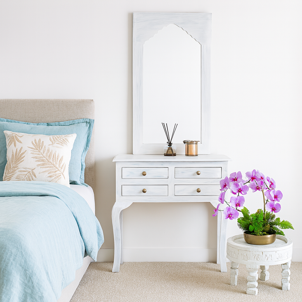 Tavian Carved Mirror and Console Set