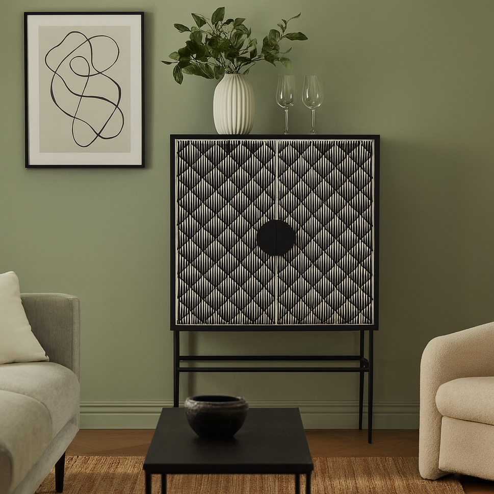 Elvis Bone Inlay Bar Cabinet