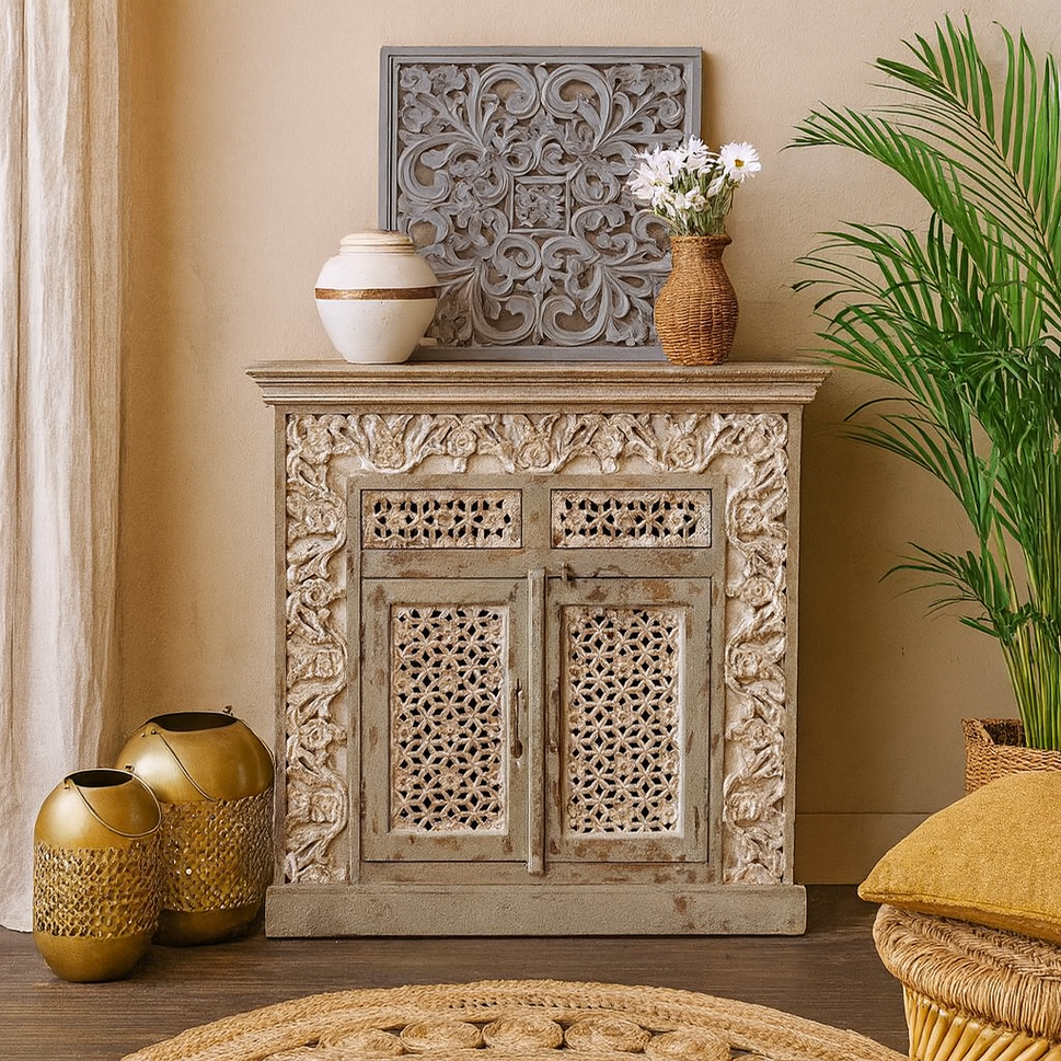 Knott Wooden Carved Cabinet