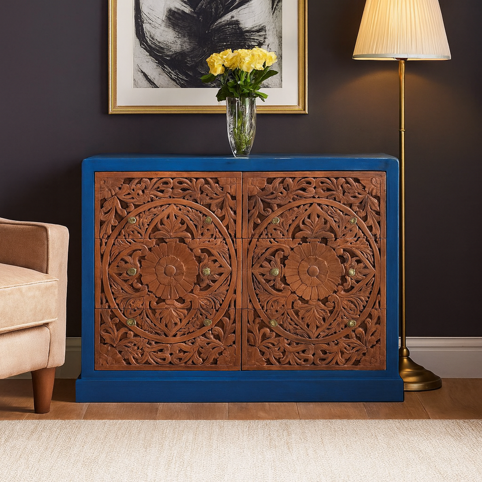 Jovan Hand Carved Indian Wood Dresser