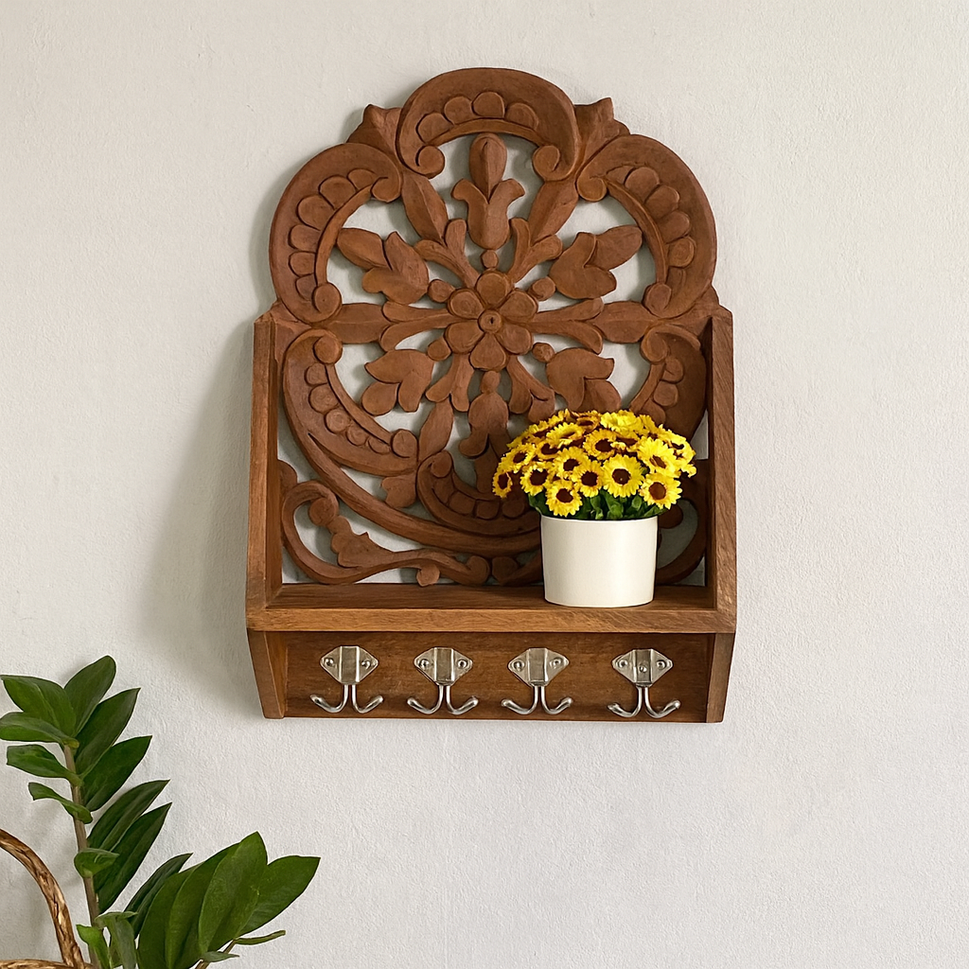 Liam Hand Carved Wall Shelf