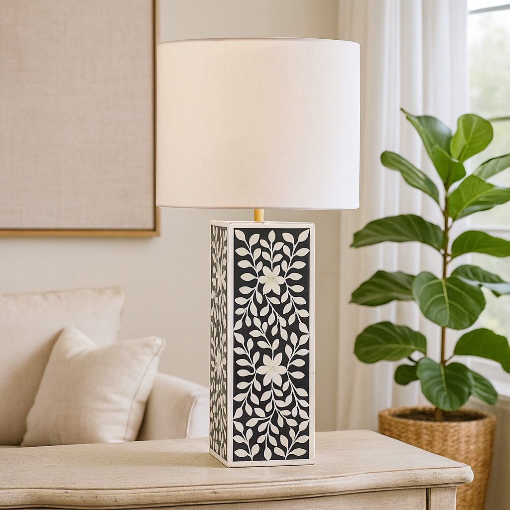 Smith Bone Inlay Lamp with Shade