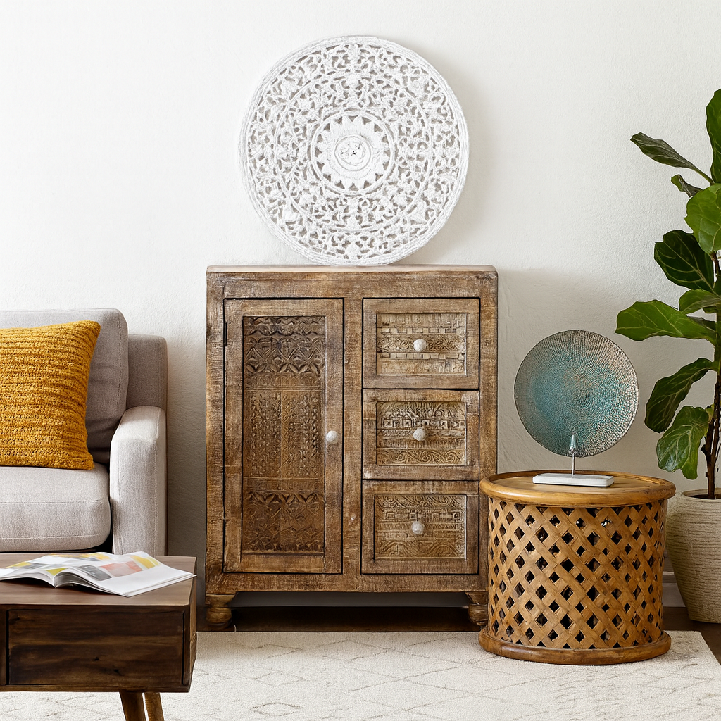 Luka Wooden Carved Chest