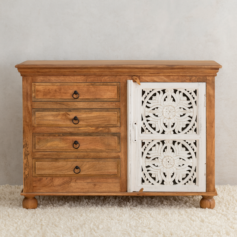 Sarah Carved Wooden Cabinet