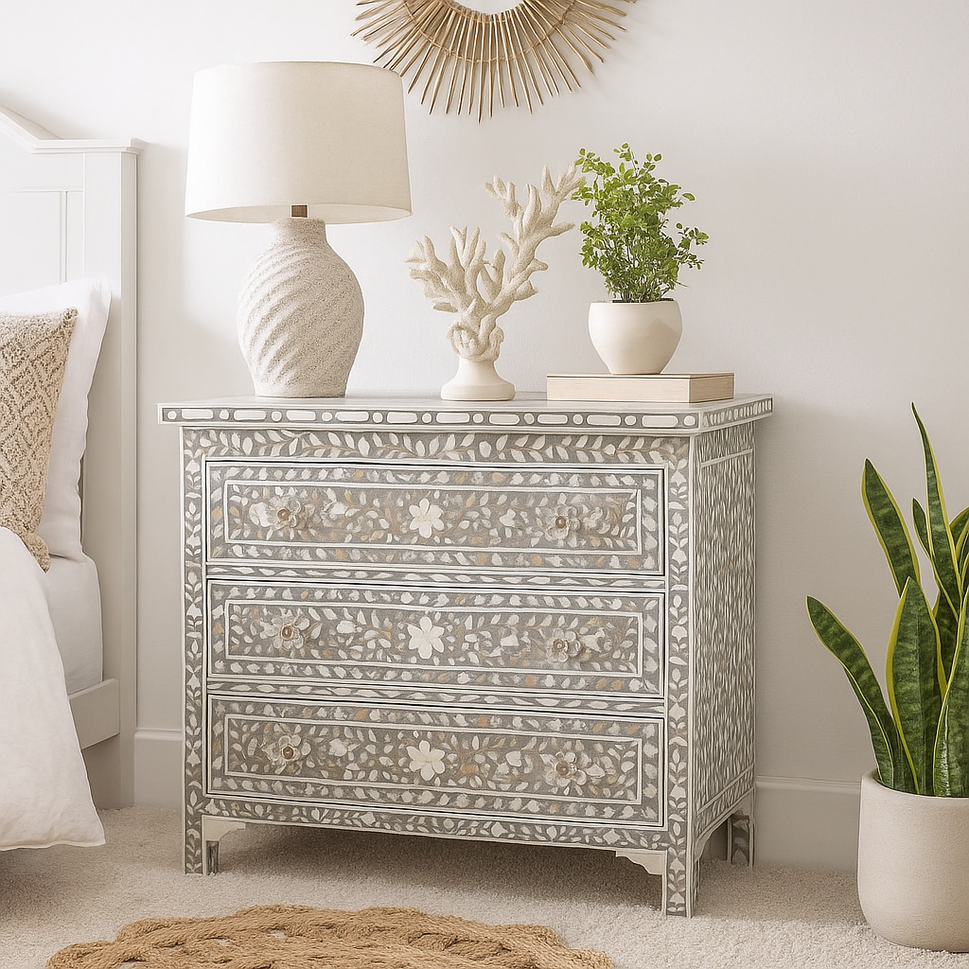 Frost Mother of Pearl Inlay Chest of Drawer