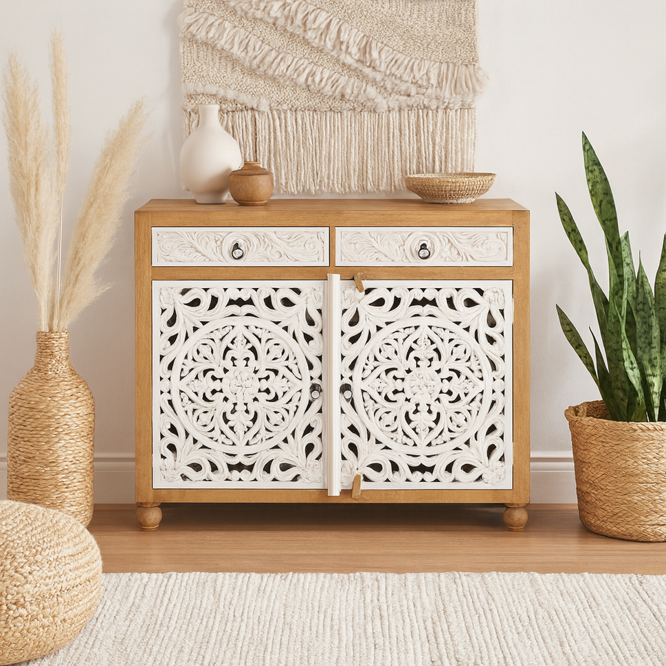 Amelia Carved Wooden Chest