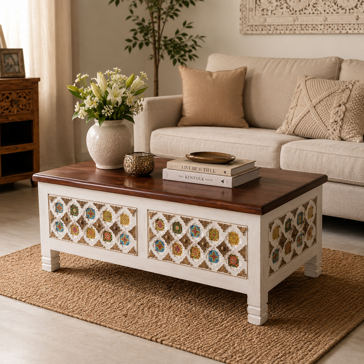 Kashvi Carved Tile Coffee Table