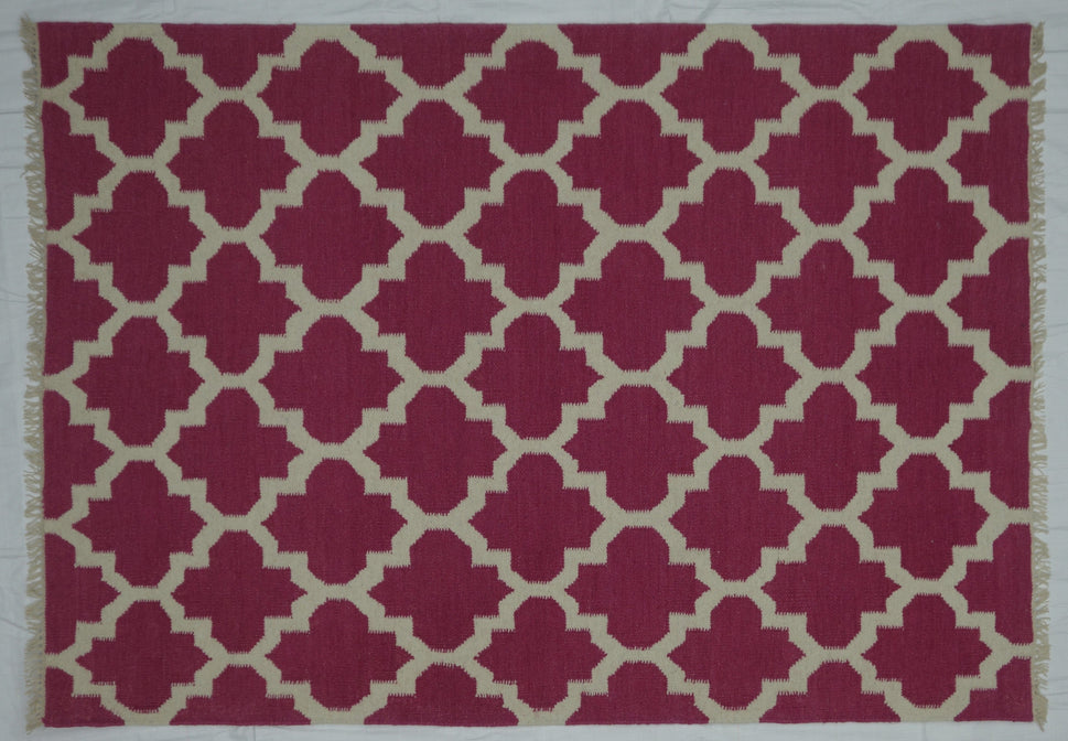 Vella Hand Made Indian Woolen Pink Rug