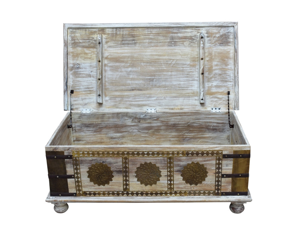 Kemi Carved Wooden Storage Trunk