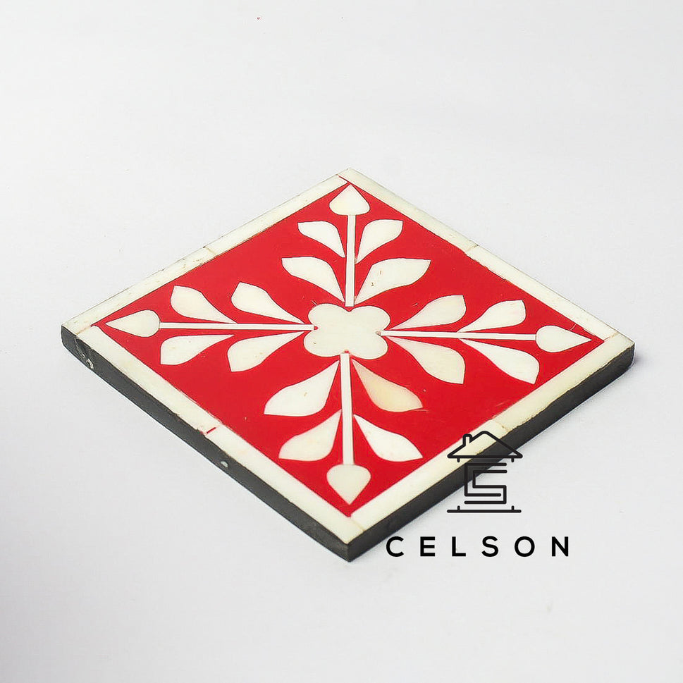 Ivy Floral Bone Inlay Coaster