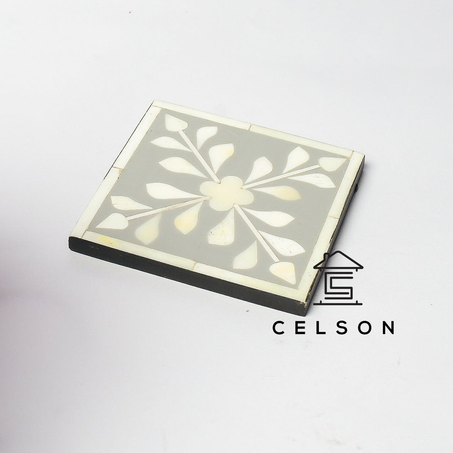 Ivy Floral Bone Inlay Coaster