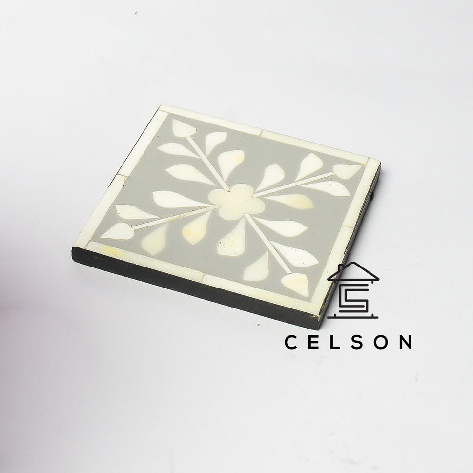 Ivy Floral Bone Inlay Coaster
