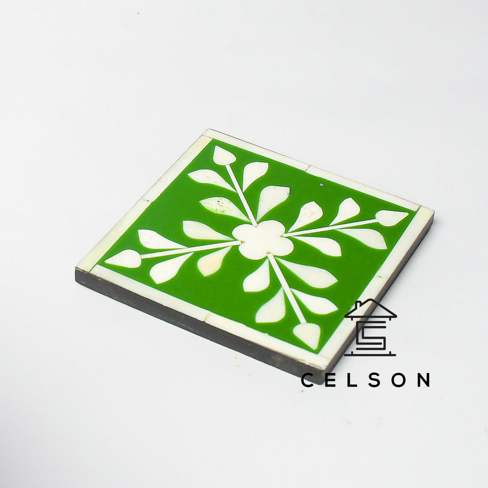 Ivy Floral Bone Inlay Coaster