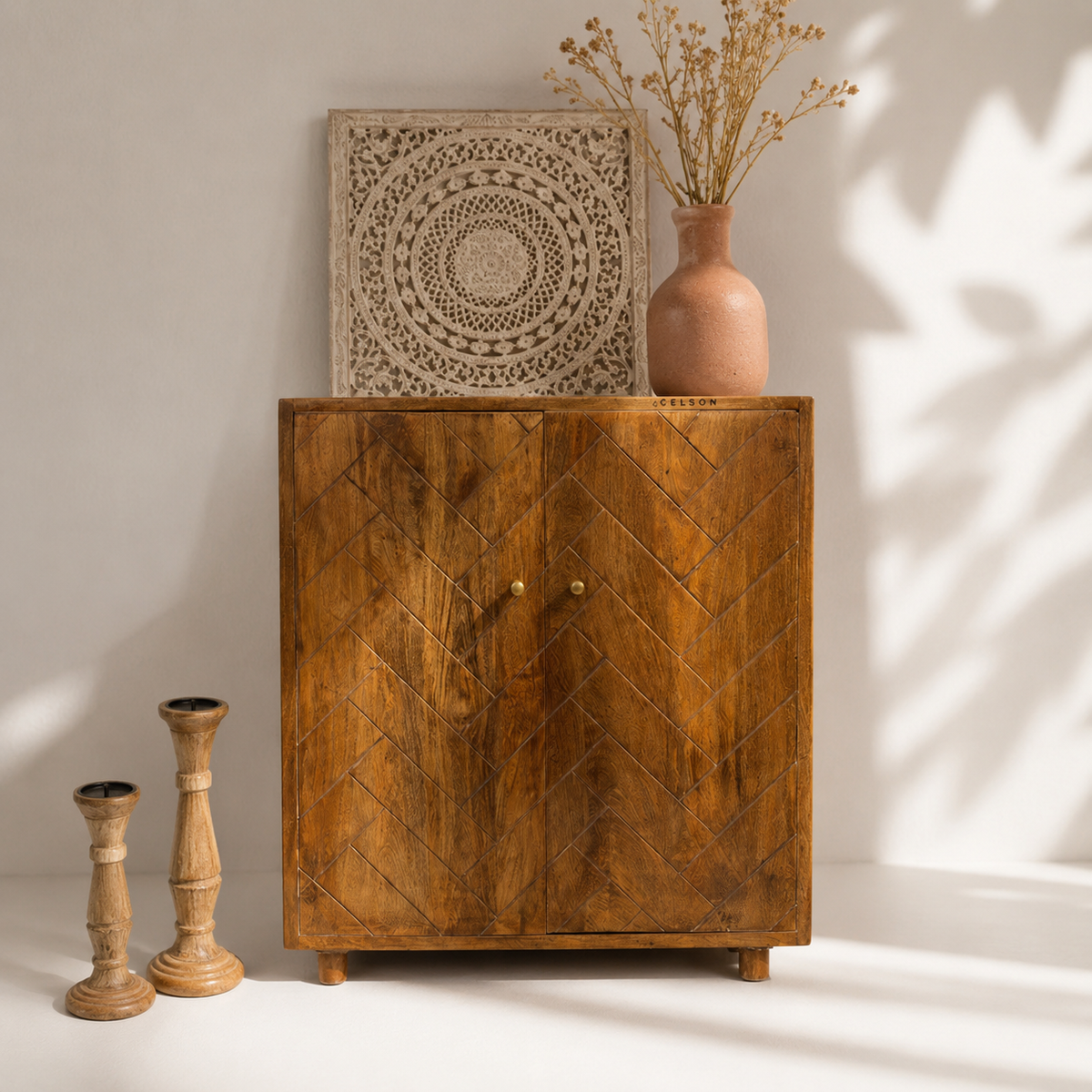 Keith Carved Wooden Cabinet