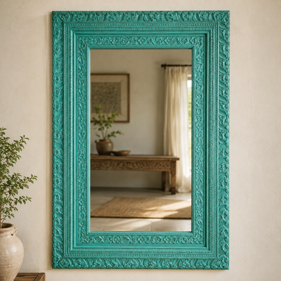 Kenny Hand Carved Wooden Mirror