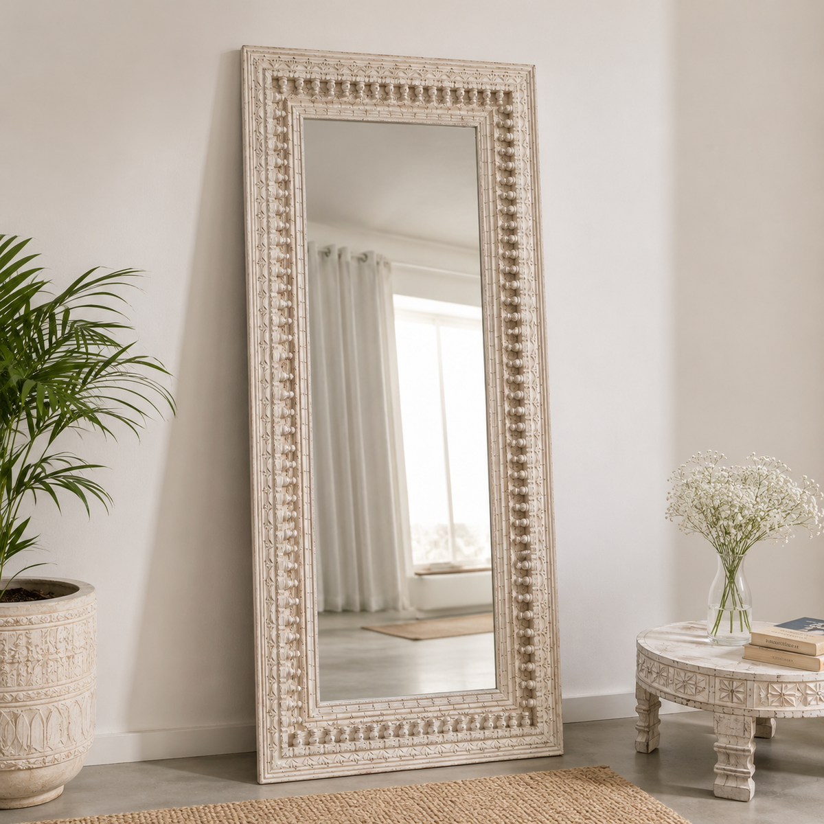 Neesa Hand Carved Wooden Mirror