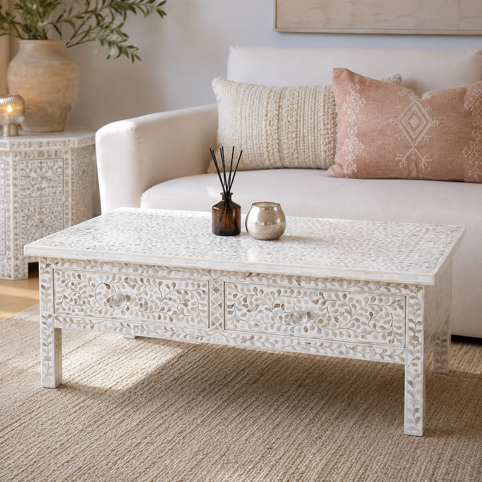 Harry Mother Of Pearl Inlay Coffee Table