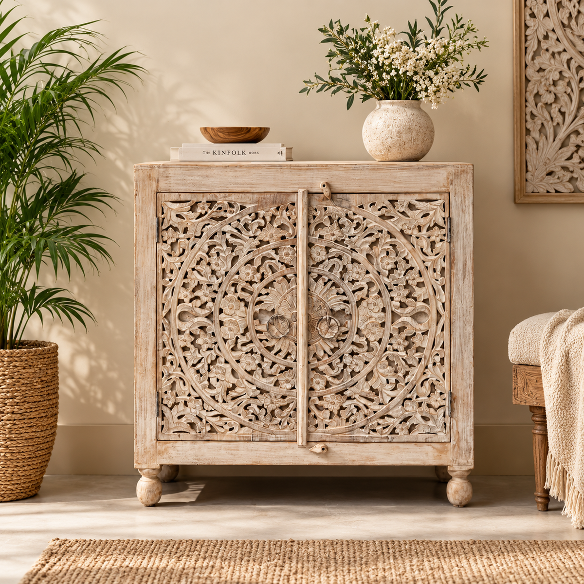 Roryn Carved Wooden Chest