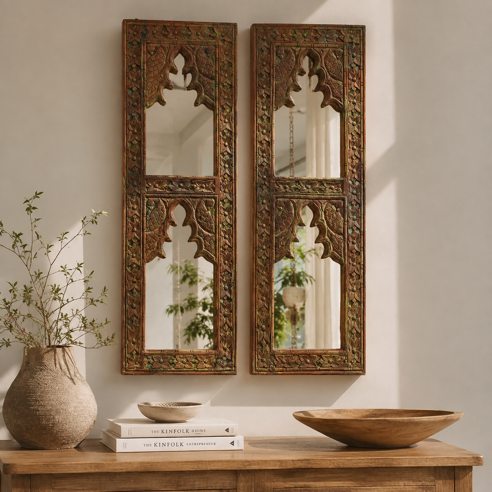 Rama Hand Carved Wooden Mirror