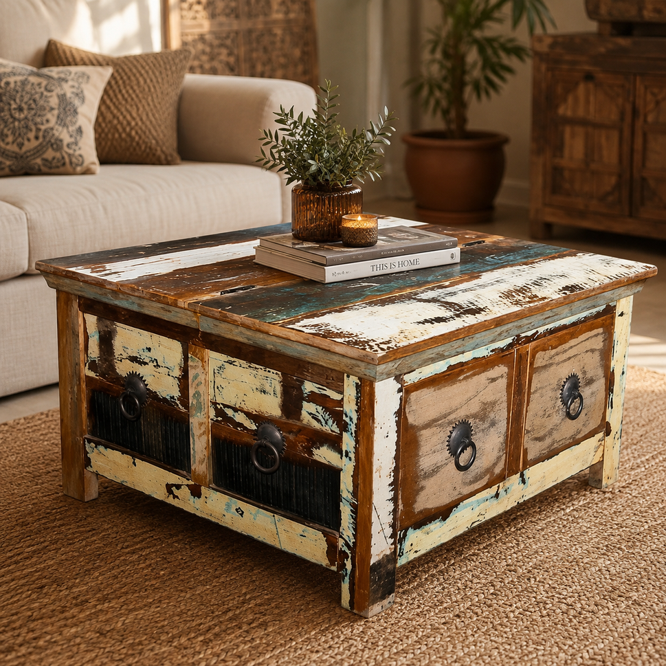 Daylan Wooden Carved Coffee Table