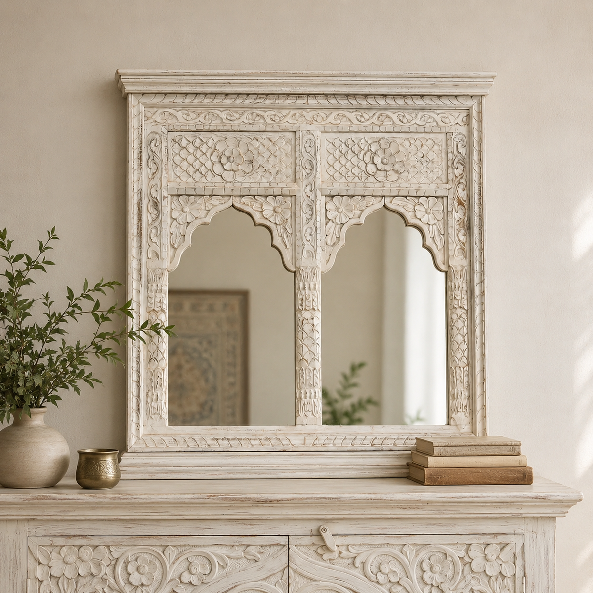 Dunford Hand Carved Wooden Mirror