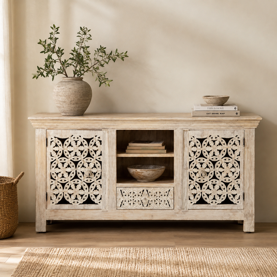 Linehan Hand Carved Wooden TV Cabinet