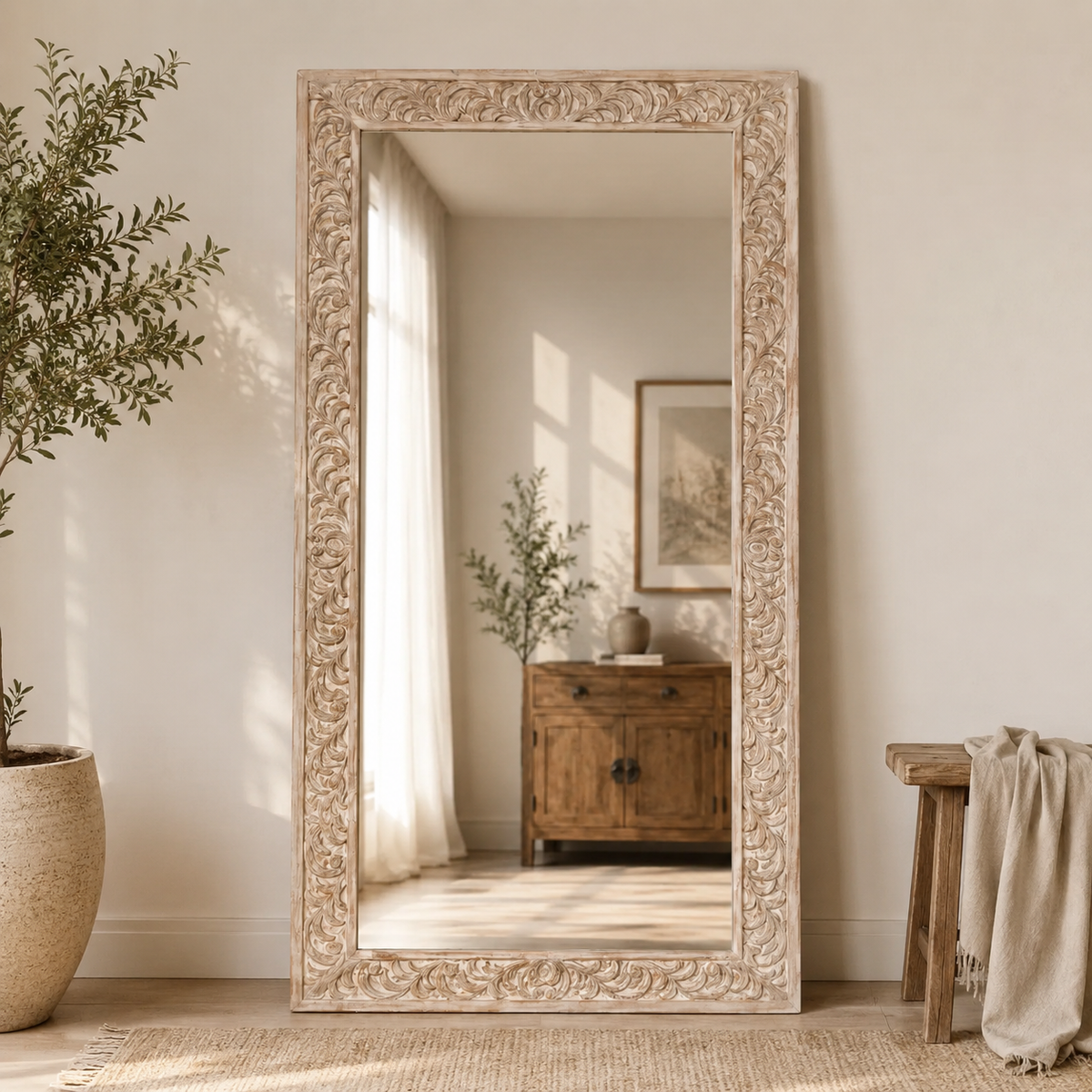 Eleanor Hand Carved Wooden Mirror