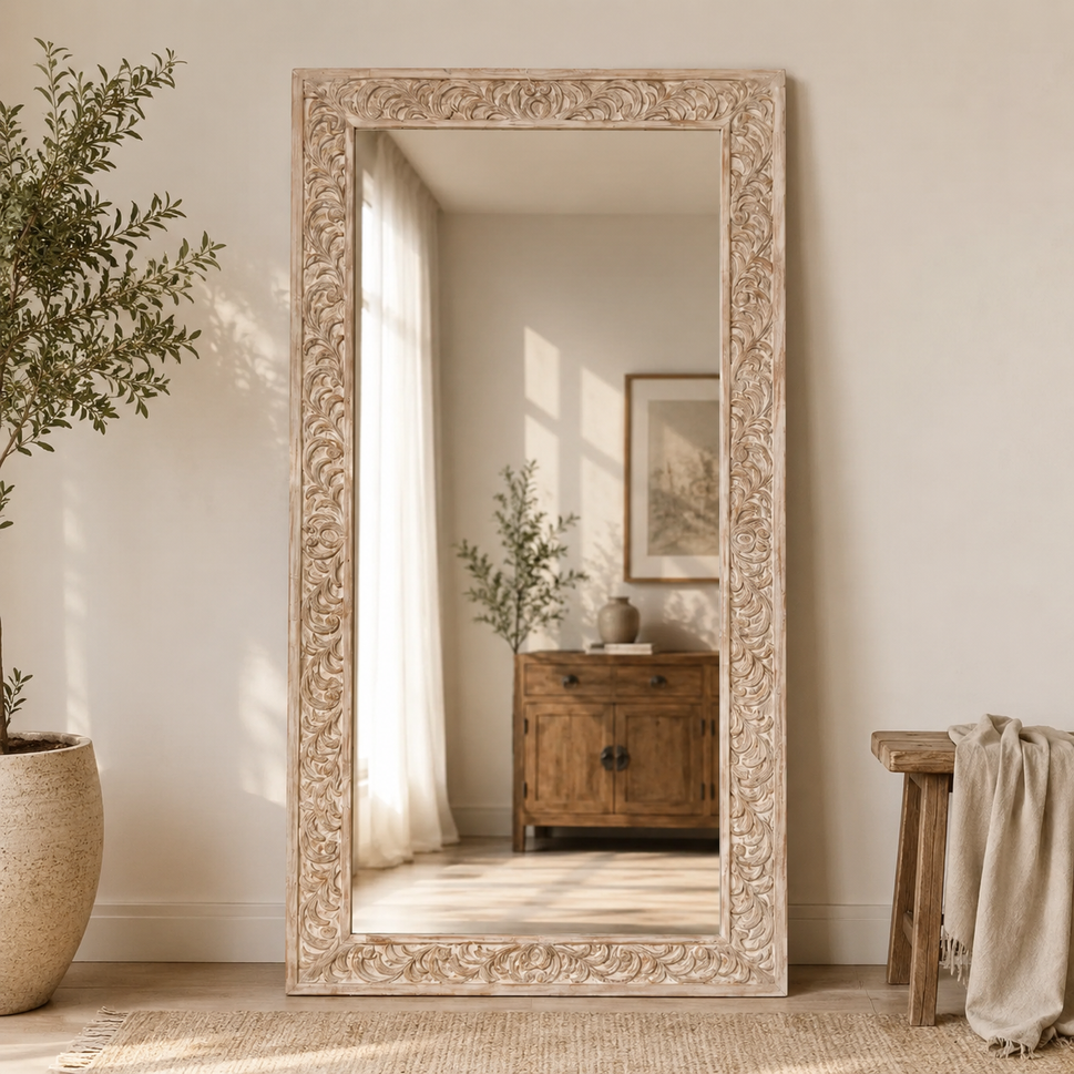 Eleanor Hand Carved Wooden Mirror