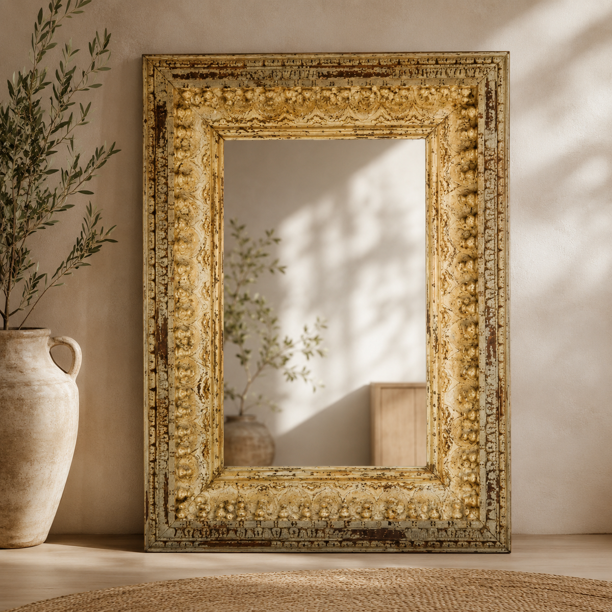 Lee Hand Carved Wooden Mirror