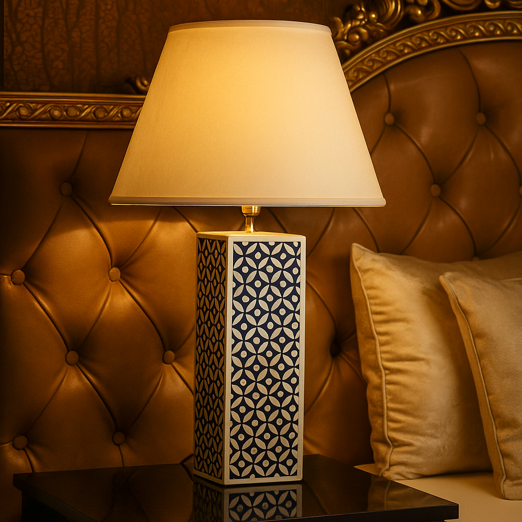 Sam Bone Inlay Lamp with Shade