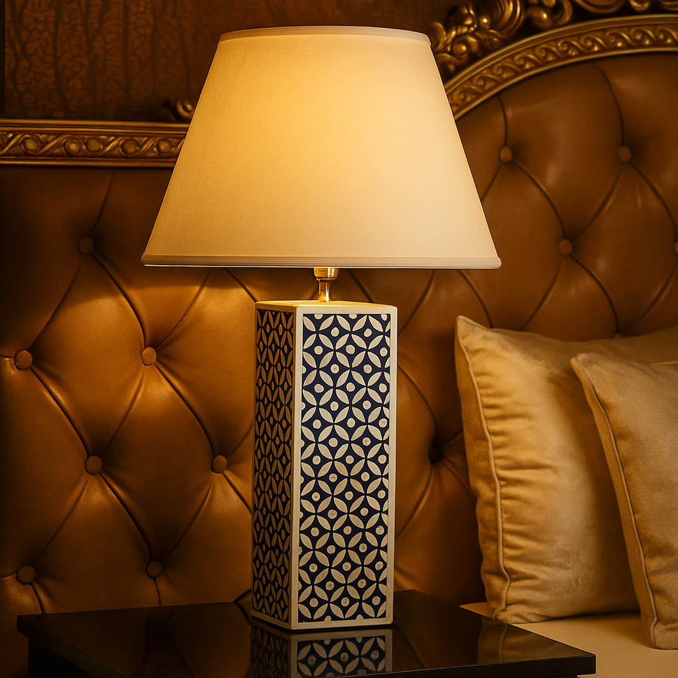 Sam Bone Inlay Lamp with Shade