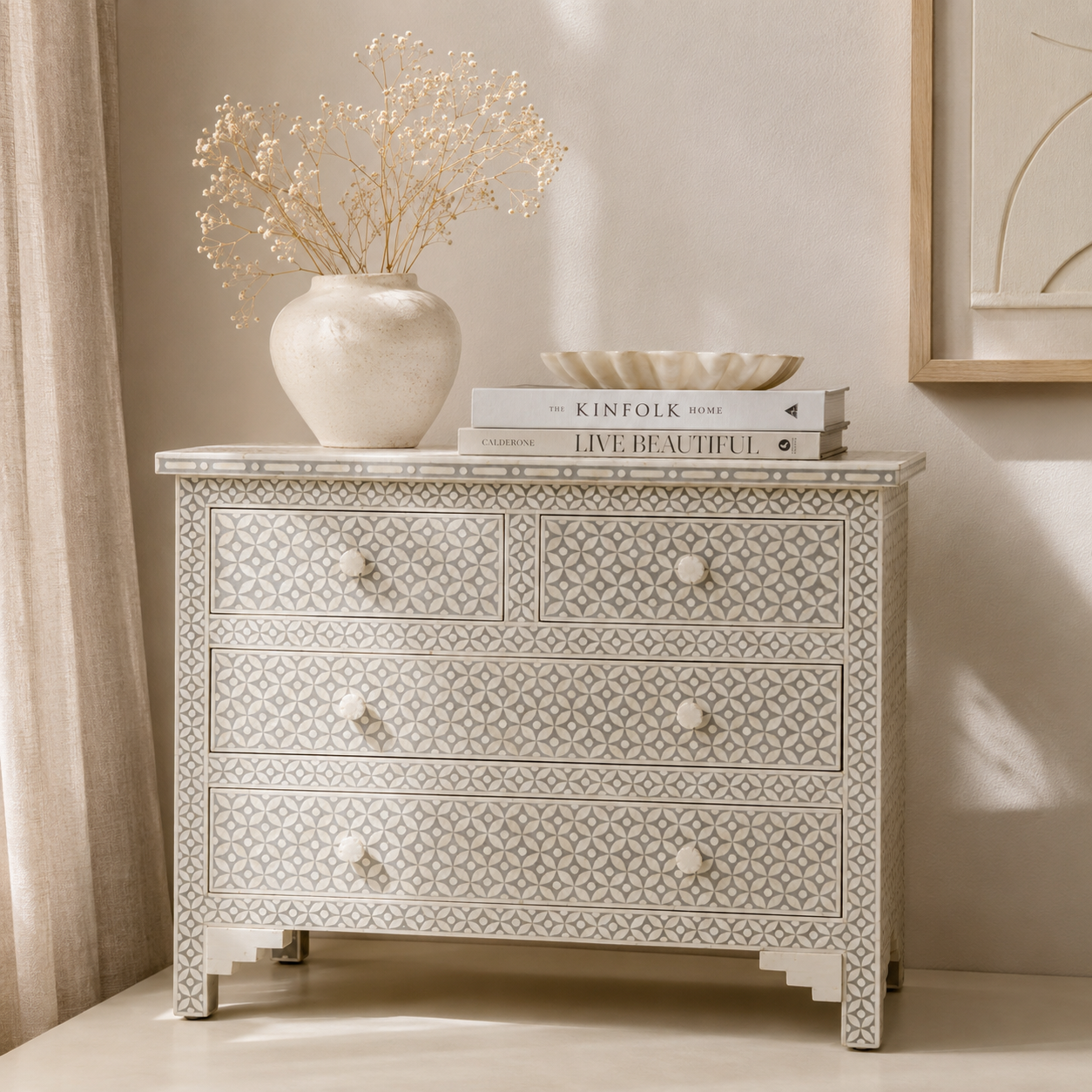 Zelda Bone Inlay Chest of Drawer