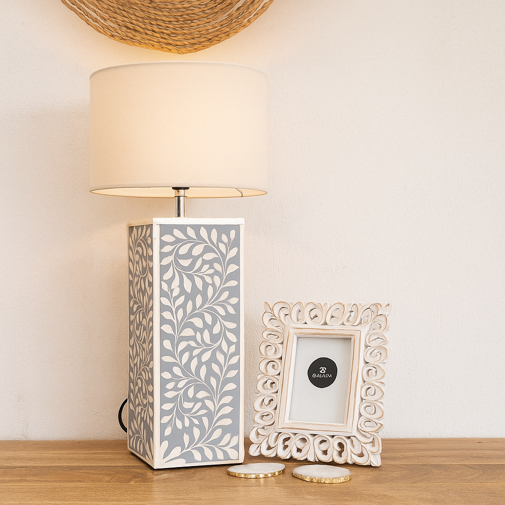 Shan Bone Inlay lamp with Shade