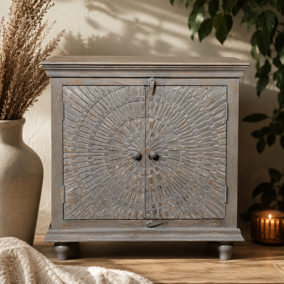 Simon Carved Wooden Cabinet