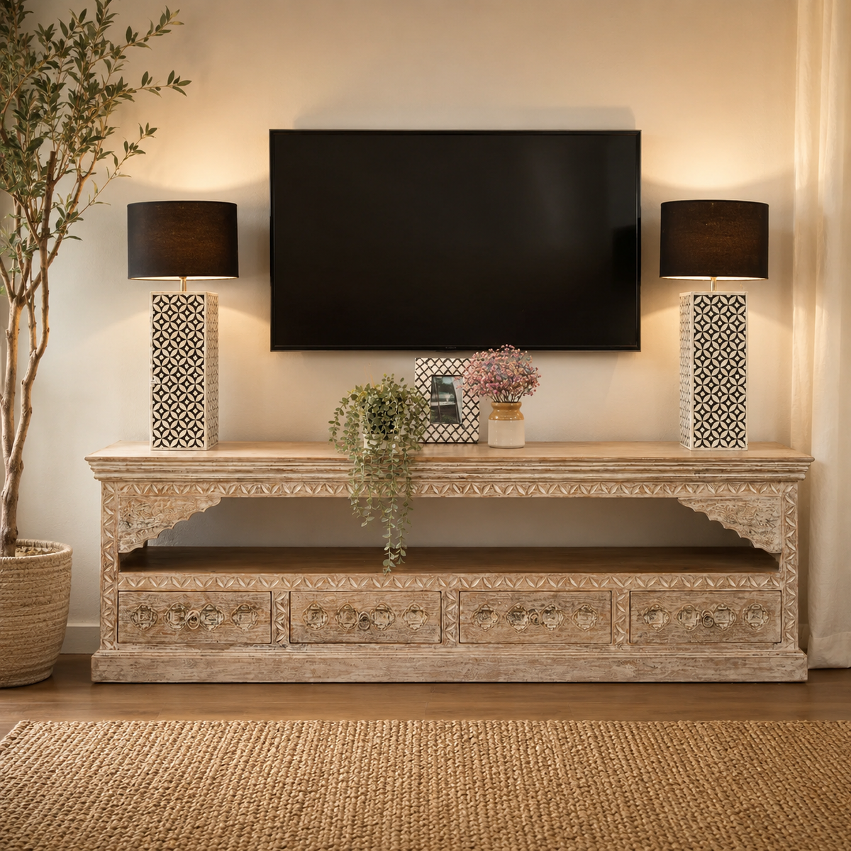 Jenn Hand Carved TV Cabinet