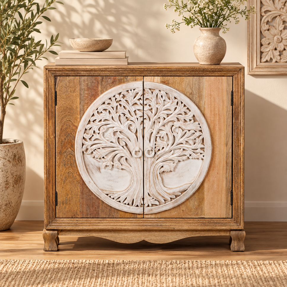 Phill Carved Wooden Chest