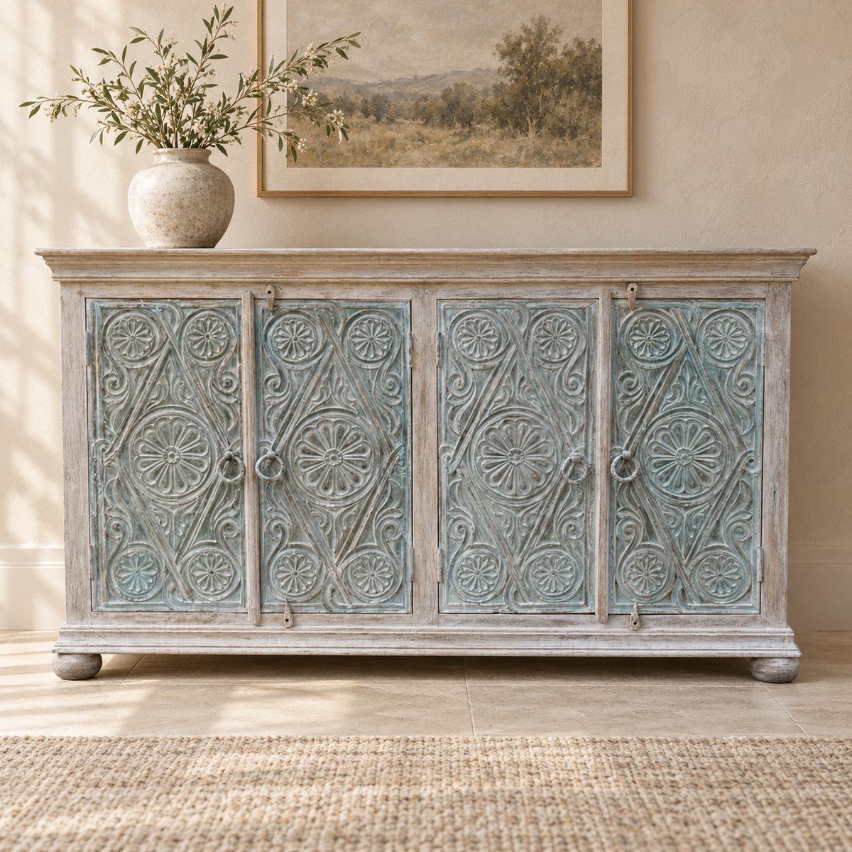 Lim Hand Carved Wooden Side Board