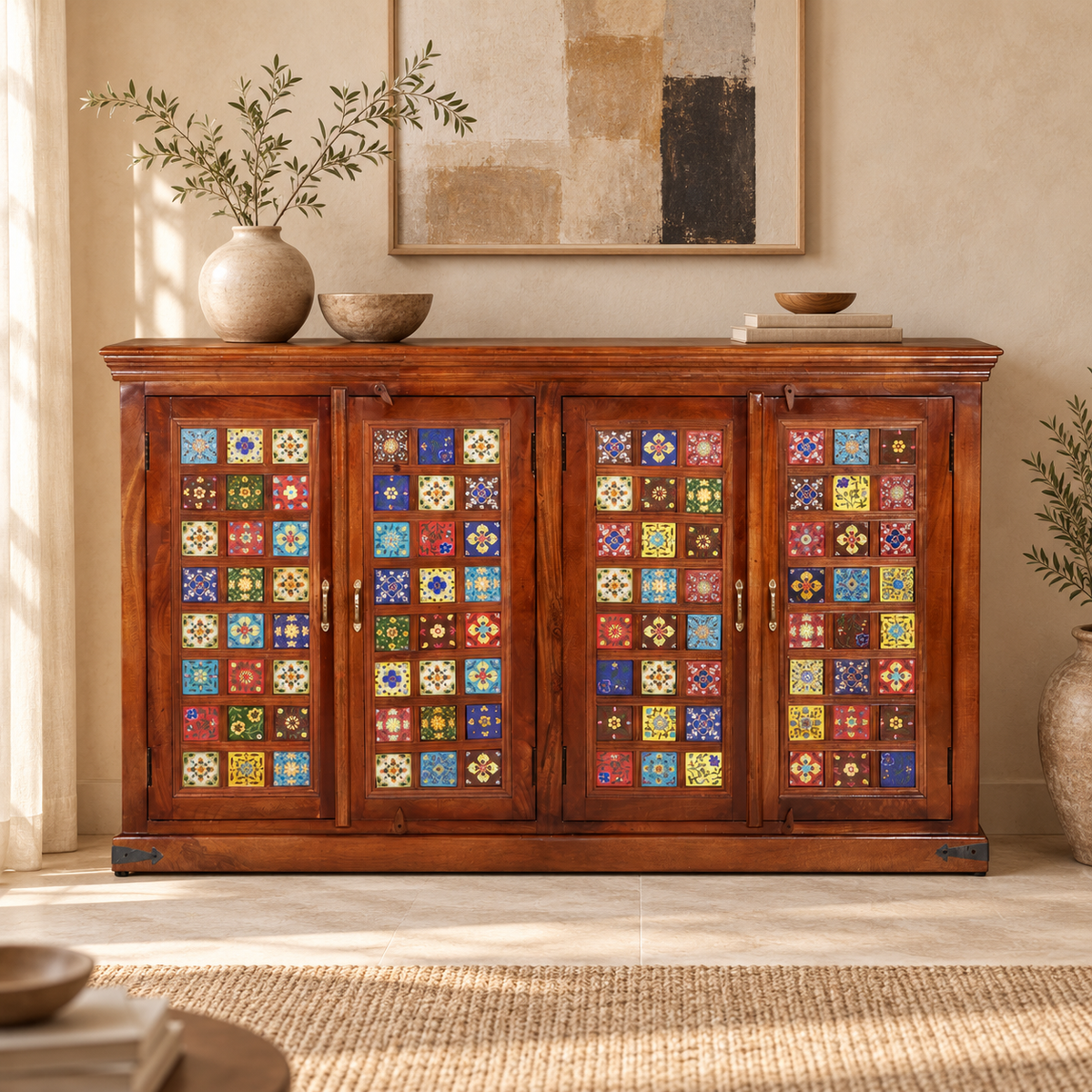 Eoin Hand Carved Wooden Sideboard