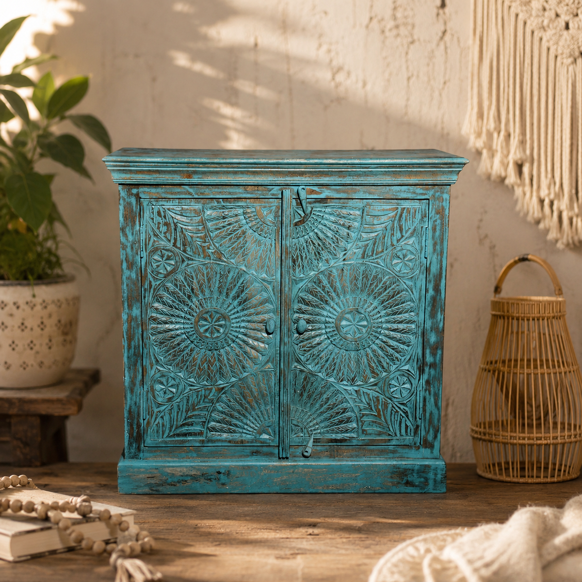 Therica Wooden Carved Chest