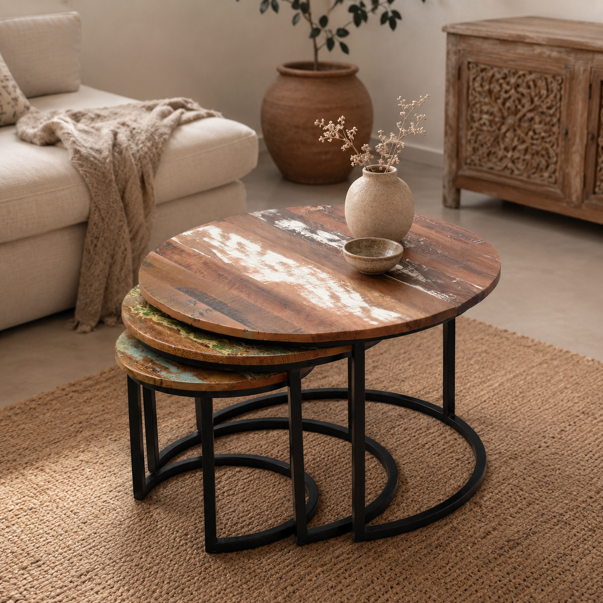 Lina Carved Nesting Coffee Table