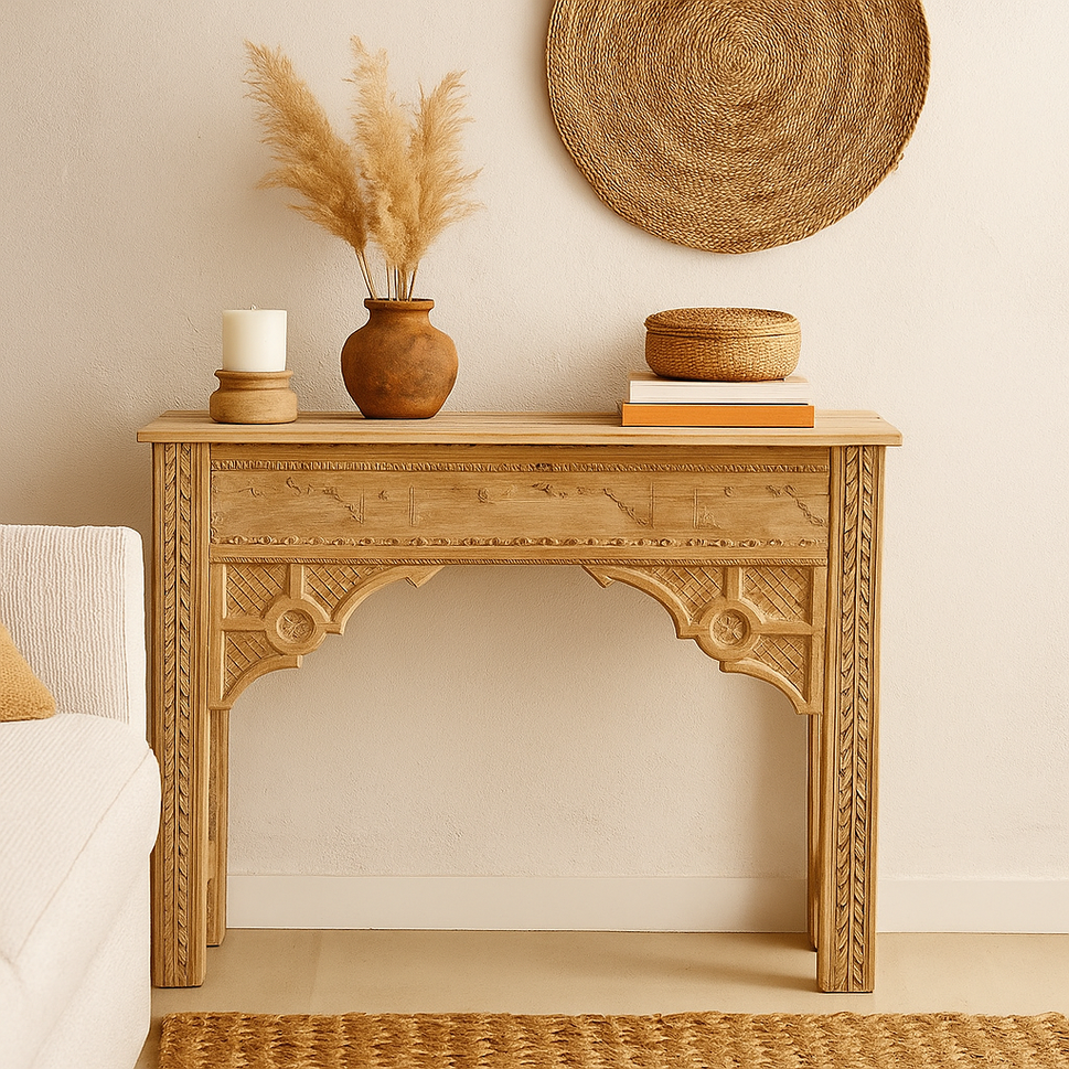 Mridul Hand Carved Wooden Console Table