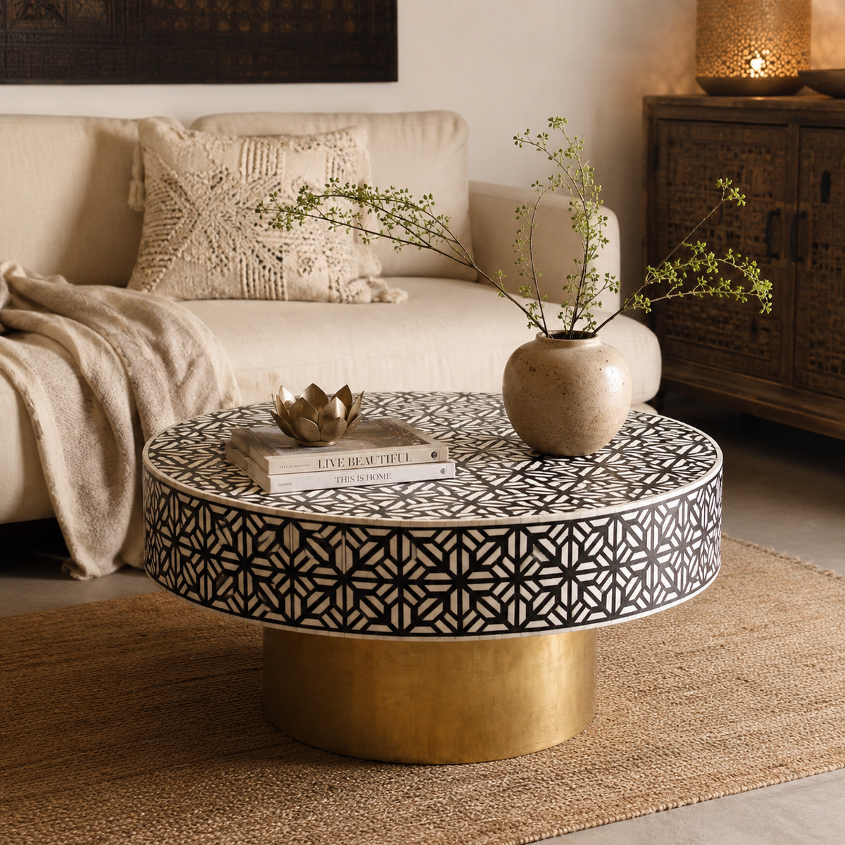 Sneha Bone Inlay Coffee Table