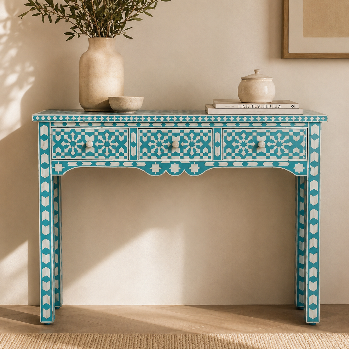 JO Bone Inlay Console Table