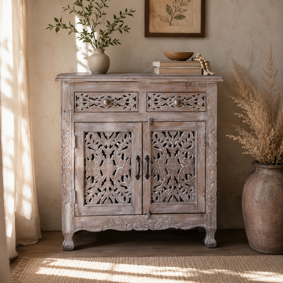 Ryker Carved Wooden Chest