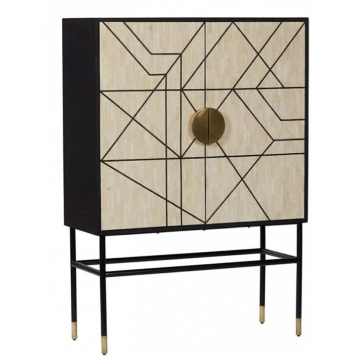 Bizz Bone Inlay Bar Cabinet