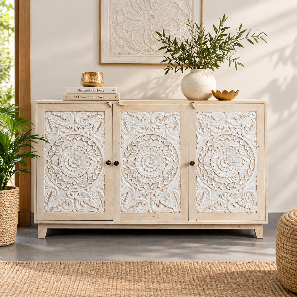Saurabh Hand Carved Wooden Sideboard
