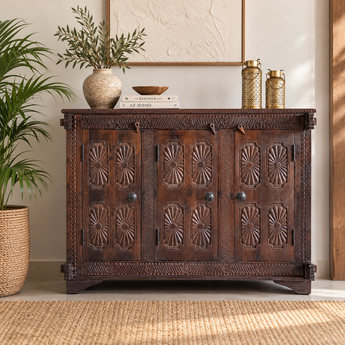Naina Hand Carved Wooden Sideboard