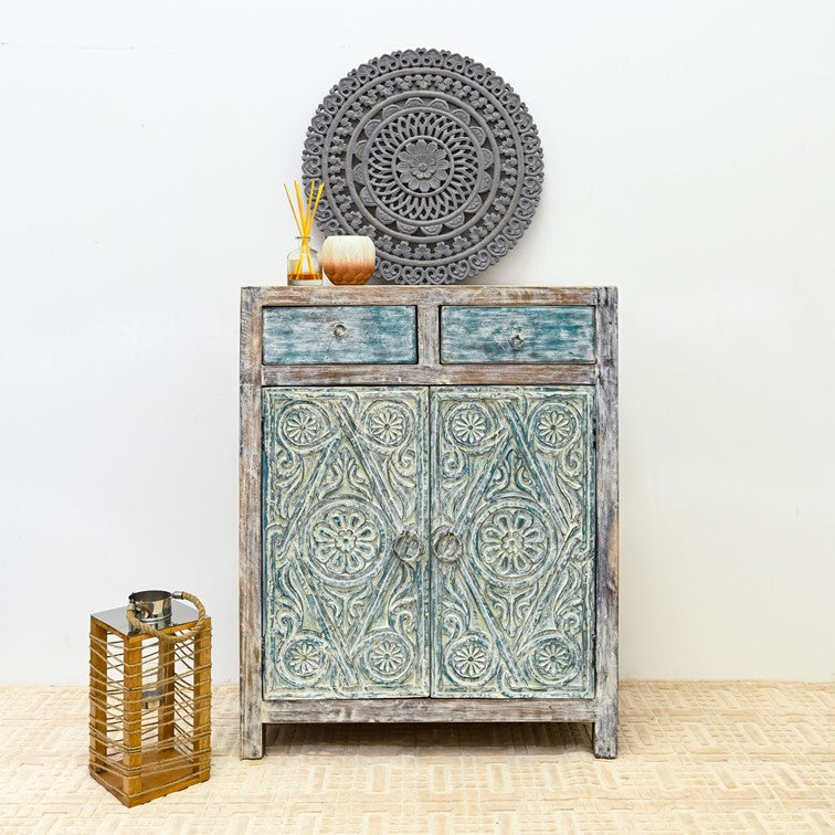 Jenn Hand Carved Wooden Shoe Cabinet